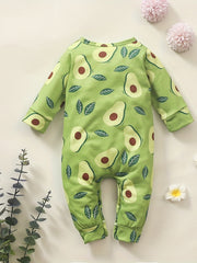 Baby Girls Avocado Print Bodysuit Long Sleeve Romper