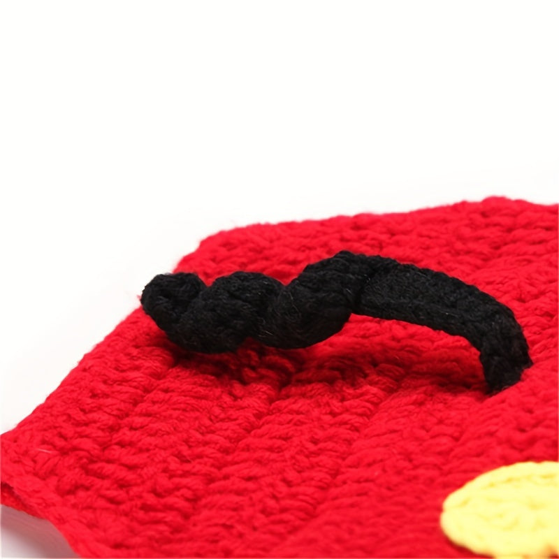 2pcs Baby Boys Mouse And Flower Knit Hat Underwear Set