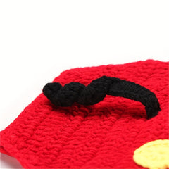 2pcs Baby Boys Mouse And Flower Knit Hat Underwear Set