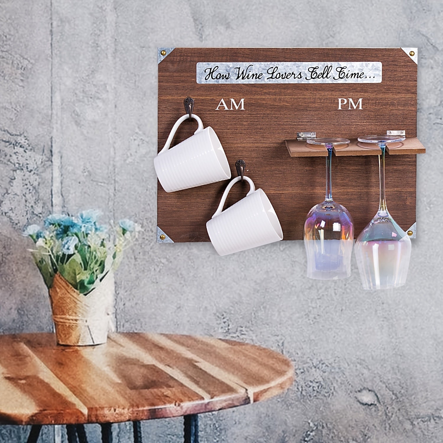 Wall Mounted Mug Hanging Rack Wine Glass Holder Kitchen Accessories