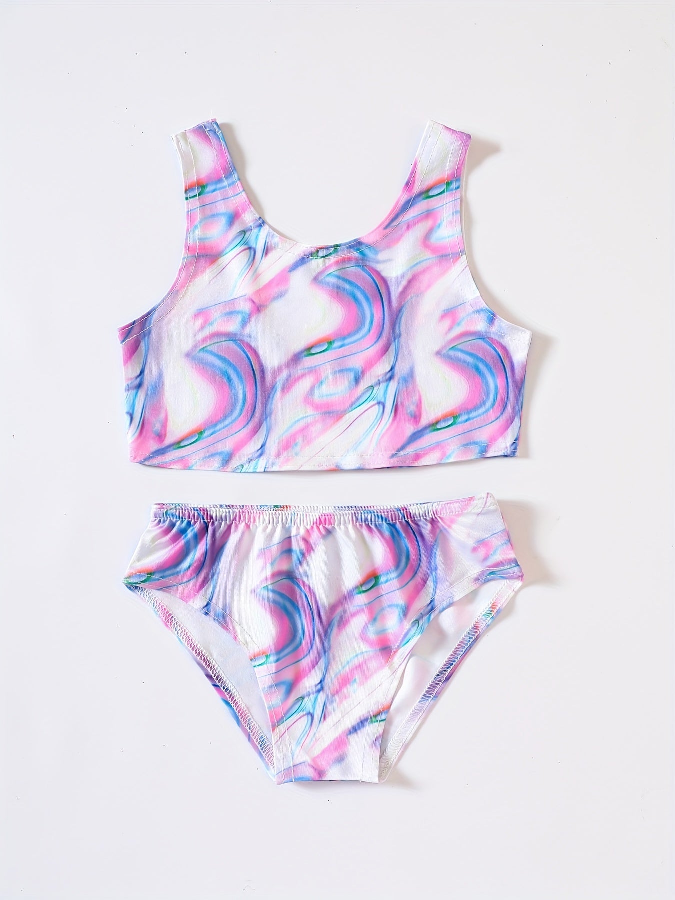 Girl's Tie Dye Bikini Set Tank Top & Briefs Beach Vacation Swimwear