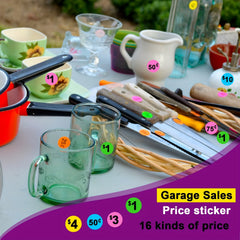 1920pcs Garage Sale Pre-Priced Labels Neon Colors Flea Market Stickers