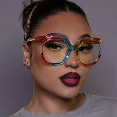 Y2K Owl Clear Lens Glasses Unisex Kpop Jelly Block Frame