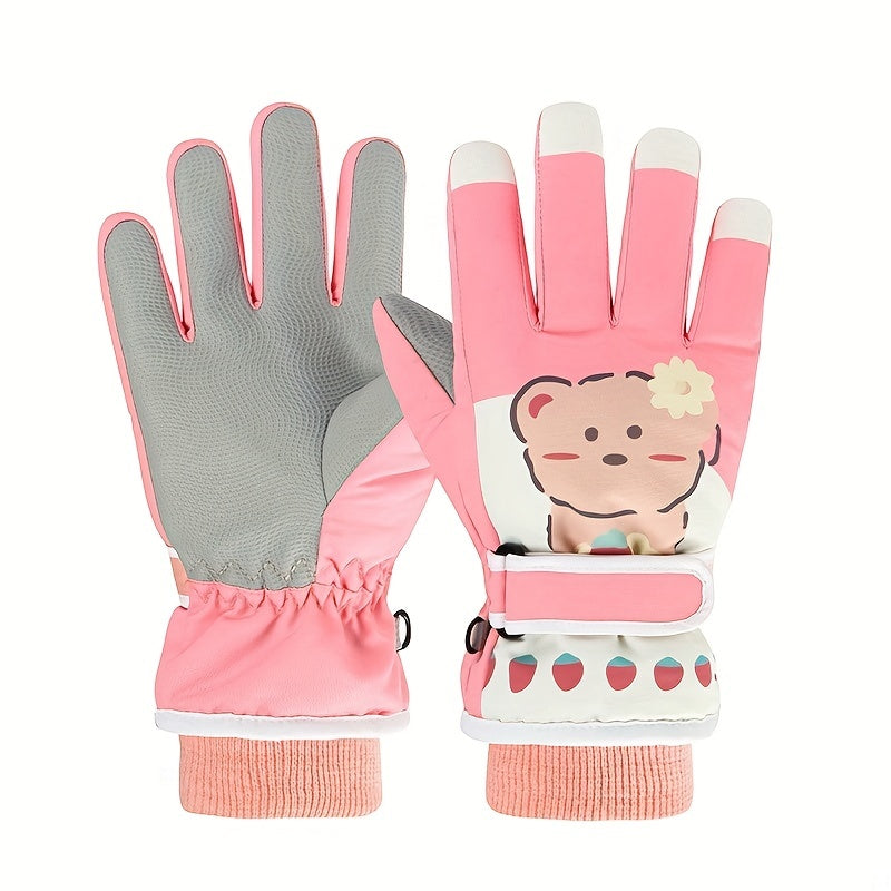 Winter Cartoon Skiing Gloves Warm Touch Screen Outdoor Playing Gloves