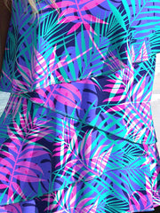 Vacay Tankini Set Women's Plus Tropical Print V Neck Layered Cami Top