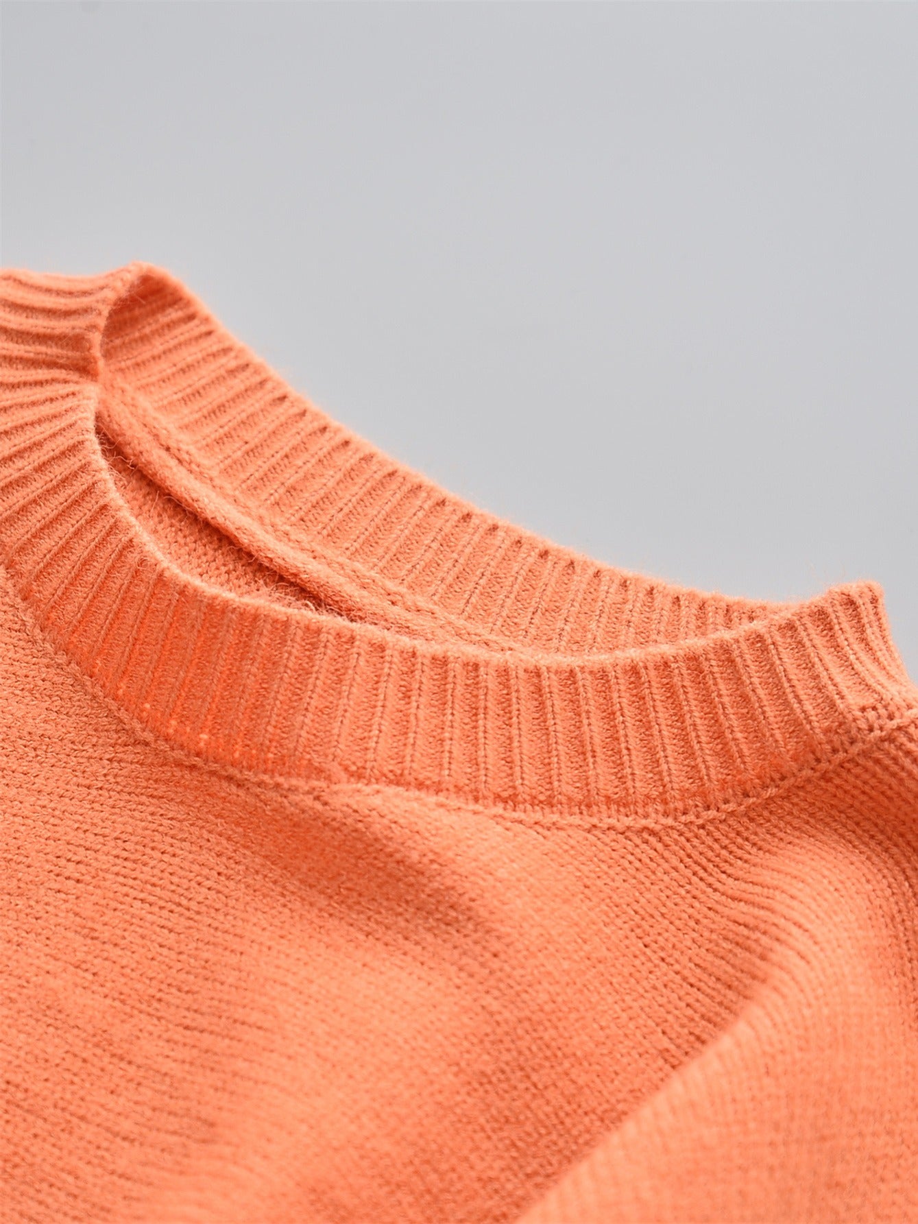 Girls Thermal Knit Sweater & Leopard Print Skirt Set Winter Party Orange