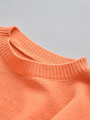 Girls Thermal Knit Sweater & Leopard Print Skirt Set Winter Party Orange