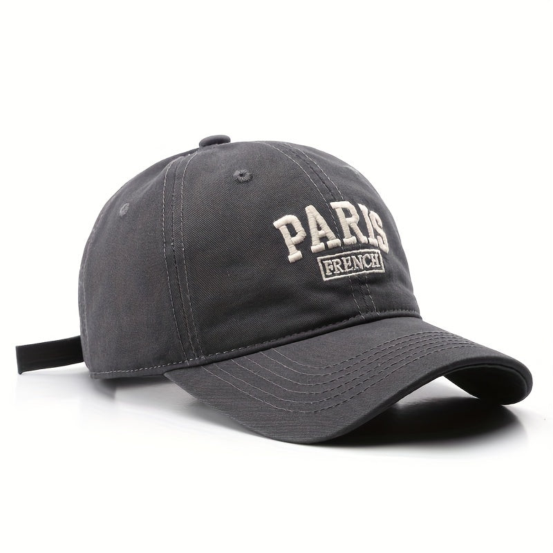 Men's Washed Letter Embroidery Peaked Cap Outdoor Travel Baseball Cap