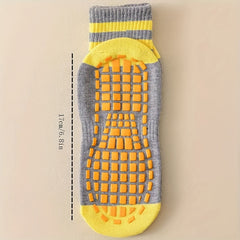 5 Pairs Boy's Non Slip Socks Block Bottom Rubber Dot Comfy Breathable Unisex