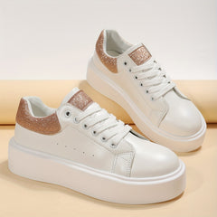 Glitter Low Top Sneakers Lace Up Outdoor Walking Shoes