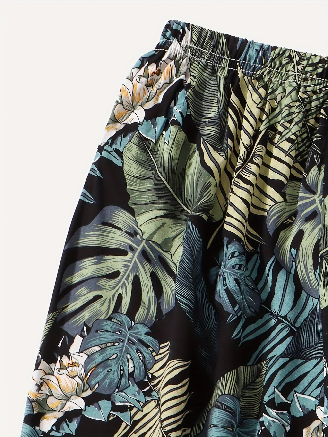 Tropical Leaf Print Matching Lantern Pants for Family