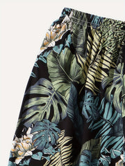 Tropical Leaf Print Matching Lantern Pants for Family