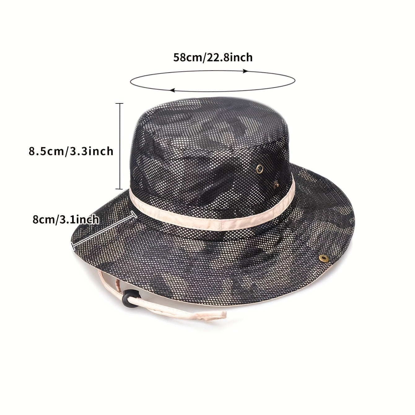UV Protection Sunshade Bucket Hat Camo Drawstring Unisex Sun Hat