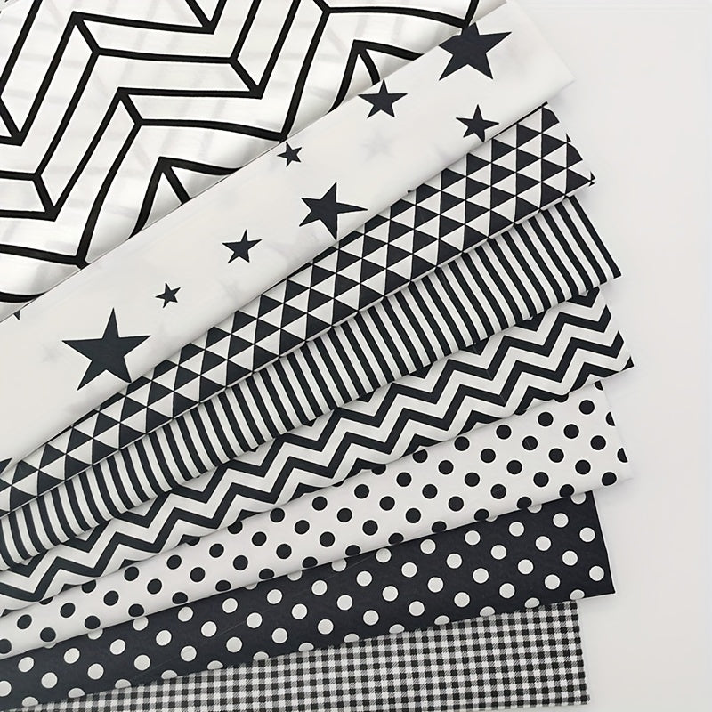 8pcs Geometric 100% Cotton Twill Fabric for DIY Bedding Pillows Clothing