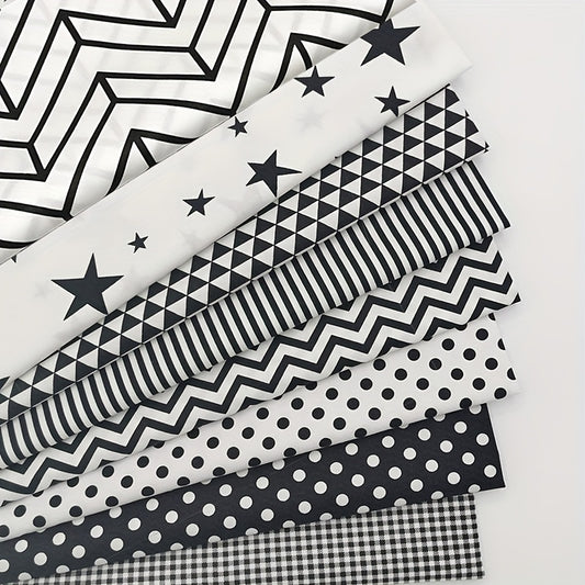 8pcs Geometric 100% Cotton Twill Fabric for DIY Bedding Pillows Clothing