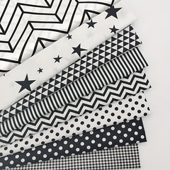 8pcs Geometric 100% Cotton Twill Fabric for DIY Bedding Pillows Clothing