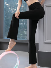 Solid Yoga Boot Cut Pants Quick Drying Flared Leg Sports Pants
