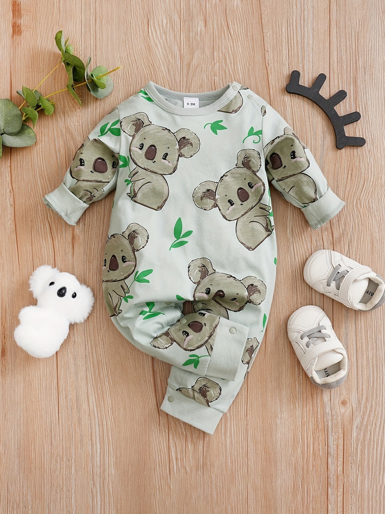 Baby Cartoon Koala Long Sleeve Rompers