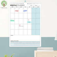 Trees Wall Calendar Planner Undated Spiral Note Pad For Home Office School