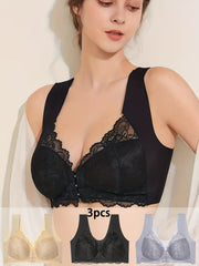 Floral Lace Front Close Push Up Bra Women's Lingerie