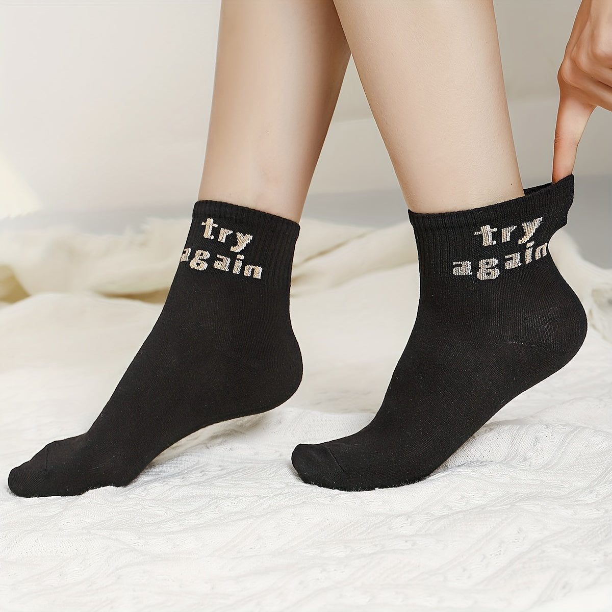 5 Pairs Letter Print Socks Sports Women's Stockings