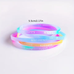 5pcs Silicone Sports Bracelet Waterproof Rubber Wristband