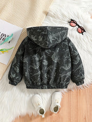 Boys Dinosaur Fleece Hoodie Jacket for Autumn and Winter