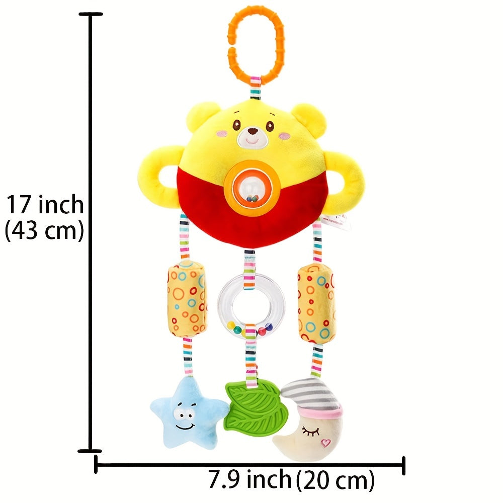 Bear Hanging Rattle Toy Stroller Toys Animal Rattle Toy With Wind Bell Teether