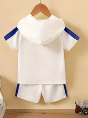 Boys Casual Outfit Hooded T shirt & Shorts Kids Summer Clothes Sets