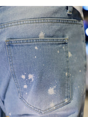Splatter Pattern Ripped Jeans Men's Casual Street Style Denim Pants