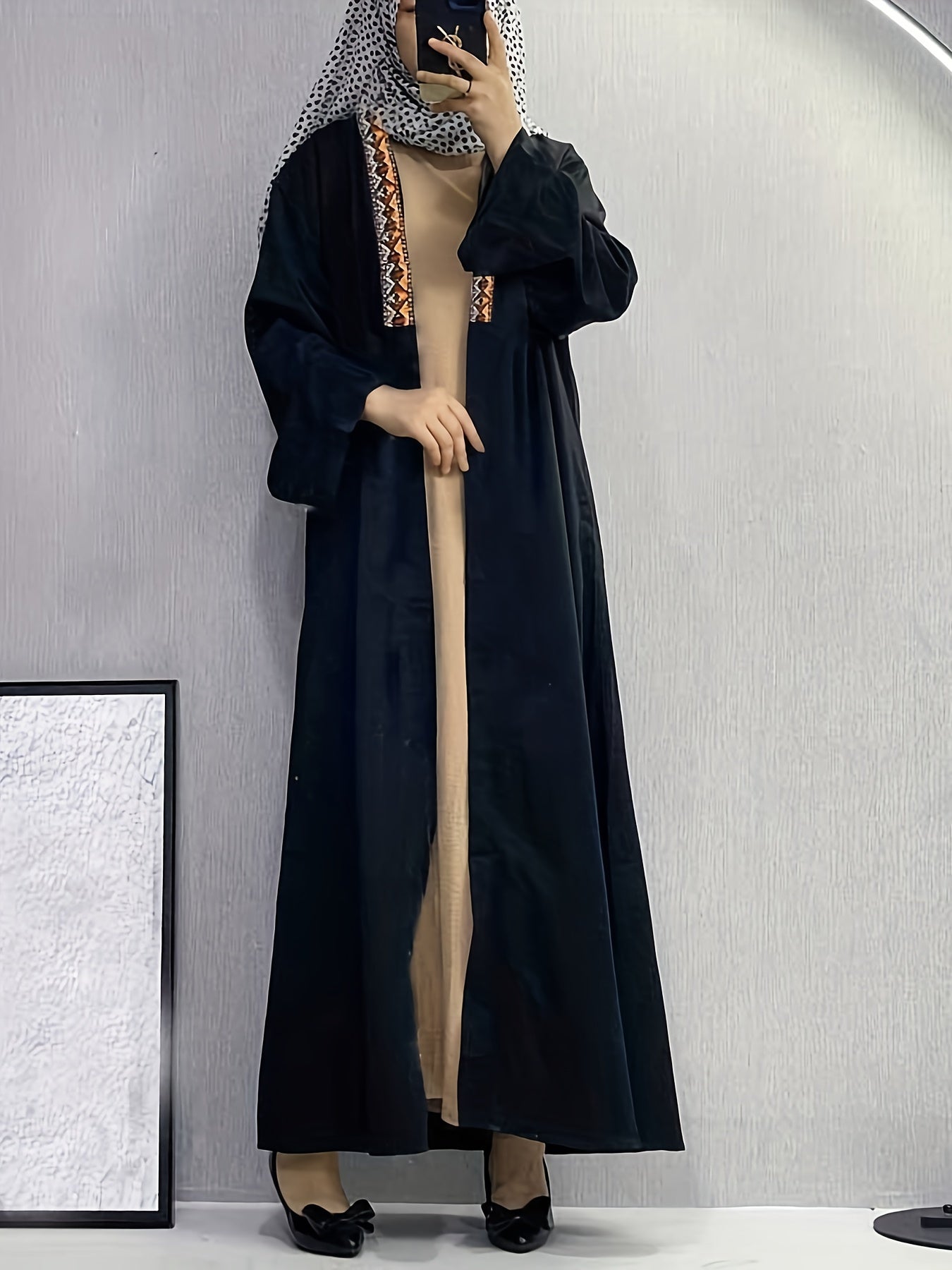 Party Abaya Robe Women's Geo Embroidered Maxi Robe