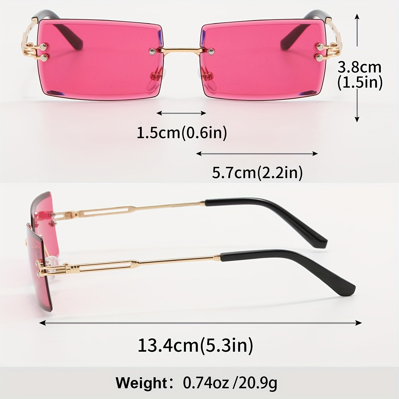3 Pairs Men's Rimless Square High Definition UV Protection Sunglasses