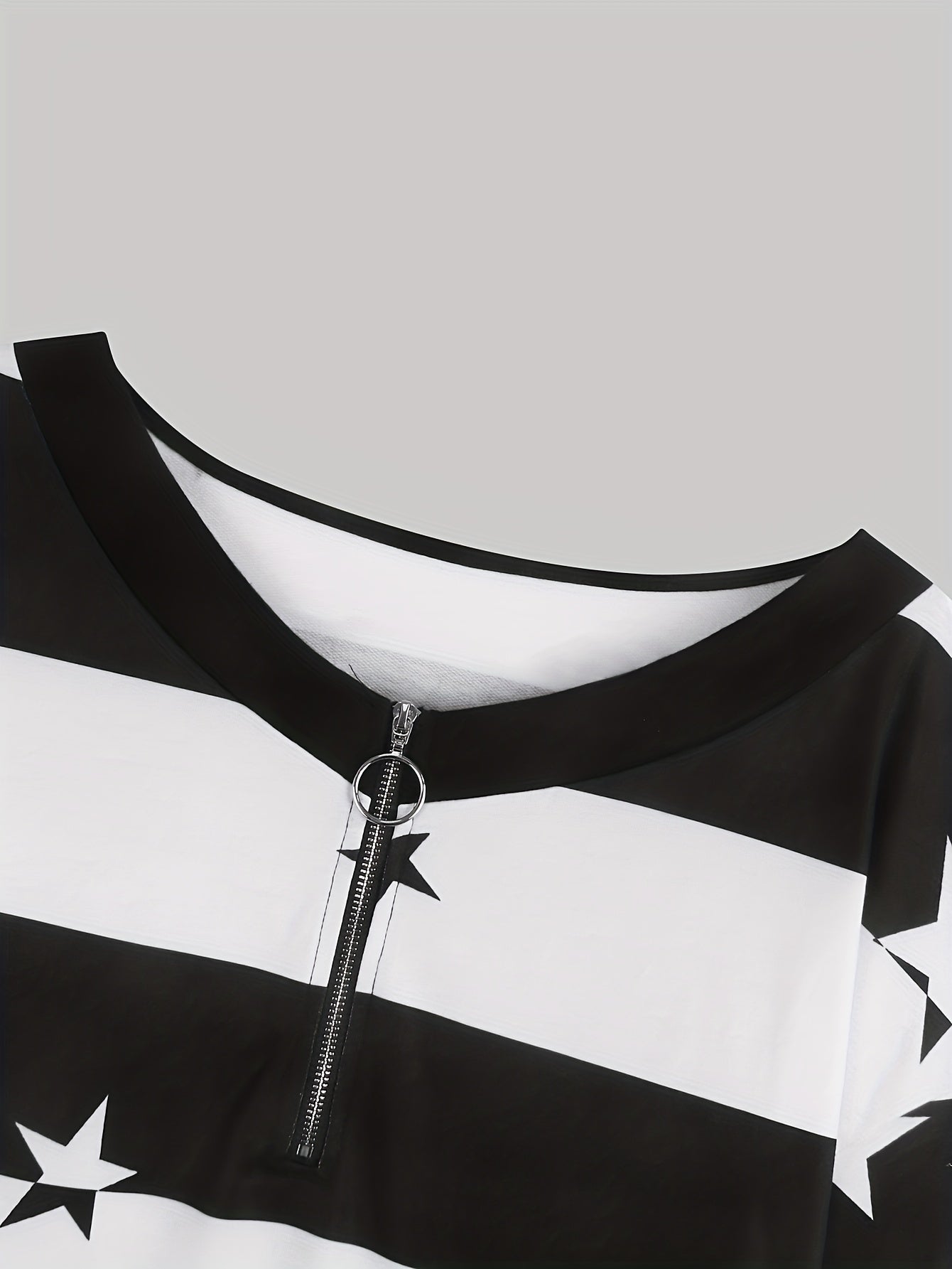 Zip Front Star Print Sweatshirt for Women
