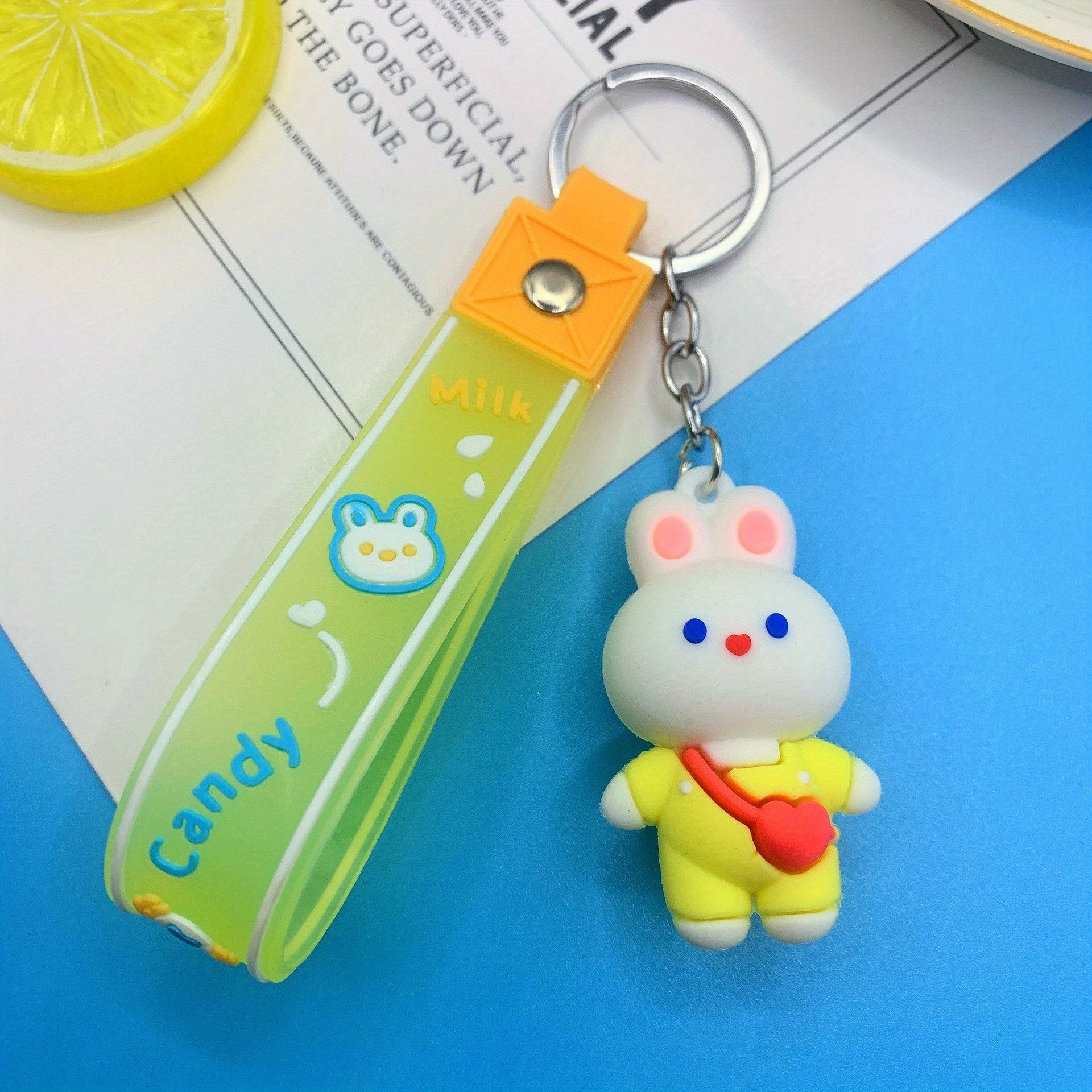 Cute Cartoon Rabbit Keychain Silicone Bunny Doll Keychain Pendant