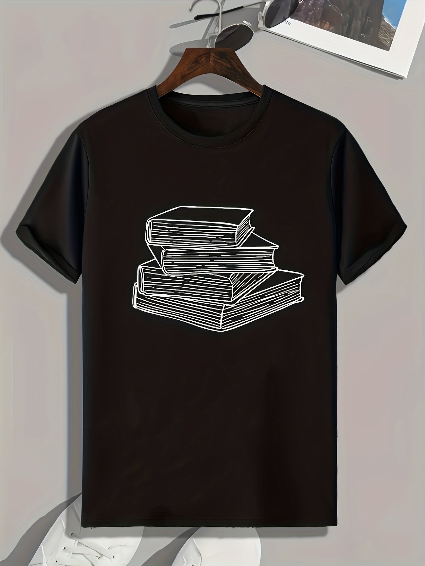 Books Pattern Print Men's Comfy Sports T shirt Graphic Tee