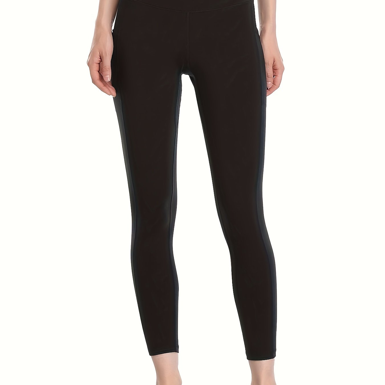 High Waist Yoga Pants Solid Butt Lifting With Pocket Slimming Leggings