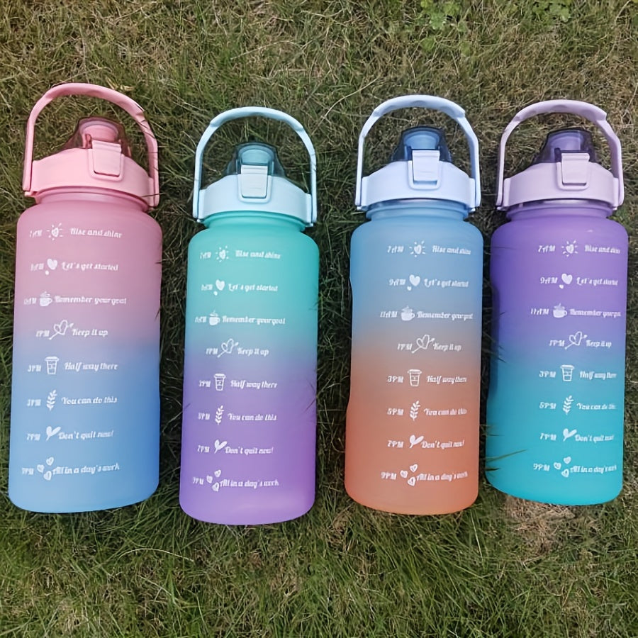 Gradient Sports Water Bottle with Time Scale Straw Cup