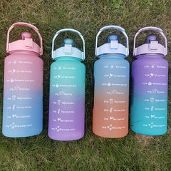 Gradient Sports Water Bottle with Time Scale Straw Cup