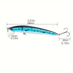 10pcs 12pcs Saltwater Fishing Bait 3D Minnow Artificial Bait 2 Treble Hooks