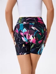 Floral Print High Stretch Seamless Yoga Biker Shorts