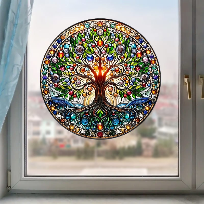 Colorful Tree of Life & Wisdom Sun Catcher 22 x 22 Window Decal