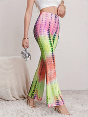Tie Dye Block Print Flare Leg Yoga Pants
