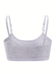 4pcs Girl's Flower Button Bra Underwear No Steel Ring Soft Bralette 9-15 Years