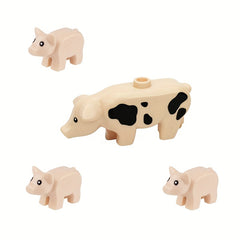 Farm Building Blocks Toy - Wild Boar Piglet Pasture Fence Assembly
