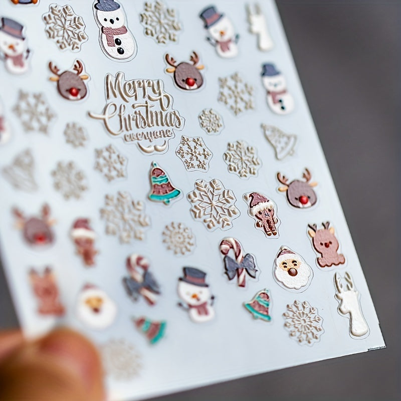 Christmas 5D Nail Stickers Santa Claus Fawn Socks Christmas Tree