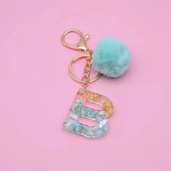 Glitter Resin Initial Letter Keychain English Alphabet Keyring