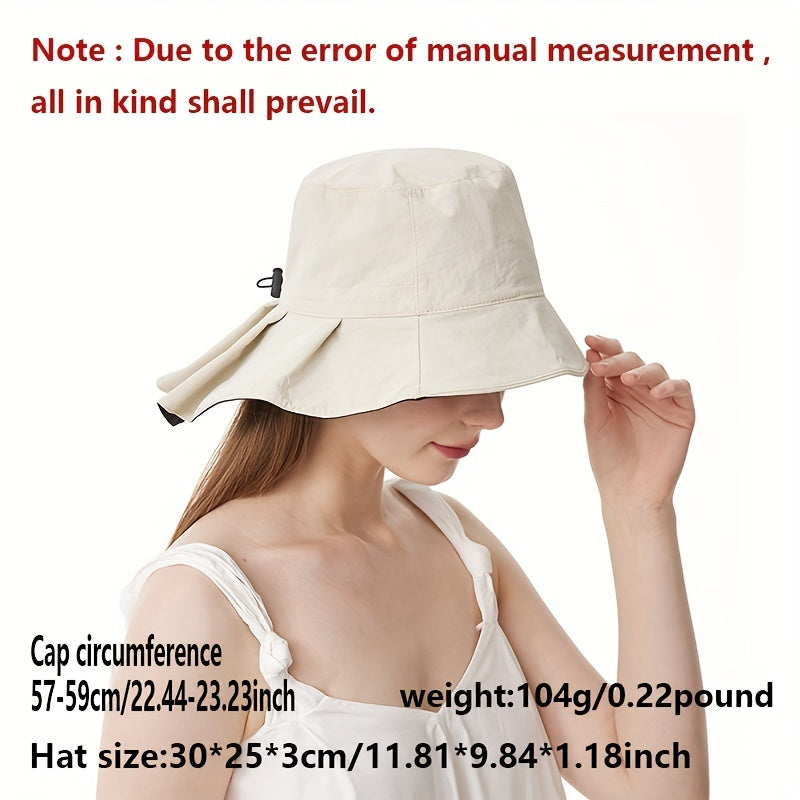 Pleated Wide Brim Bucket Hat UV Protection Sun Hat