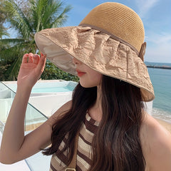 Women's Wide Brim Sun Hat Knitted Bucket Hat