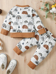 Baby Boy's Classic Print 2pc Set Crew Neck Long Sleeve Top & Pants