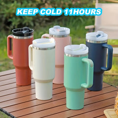 40oz Insulated Tumbler With Handle And Straw Cover Stainless Steel Cup